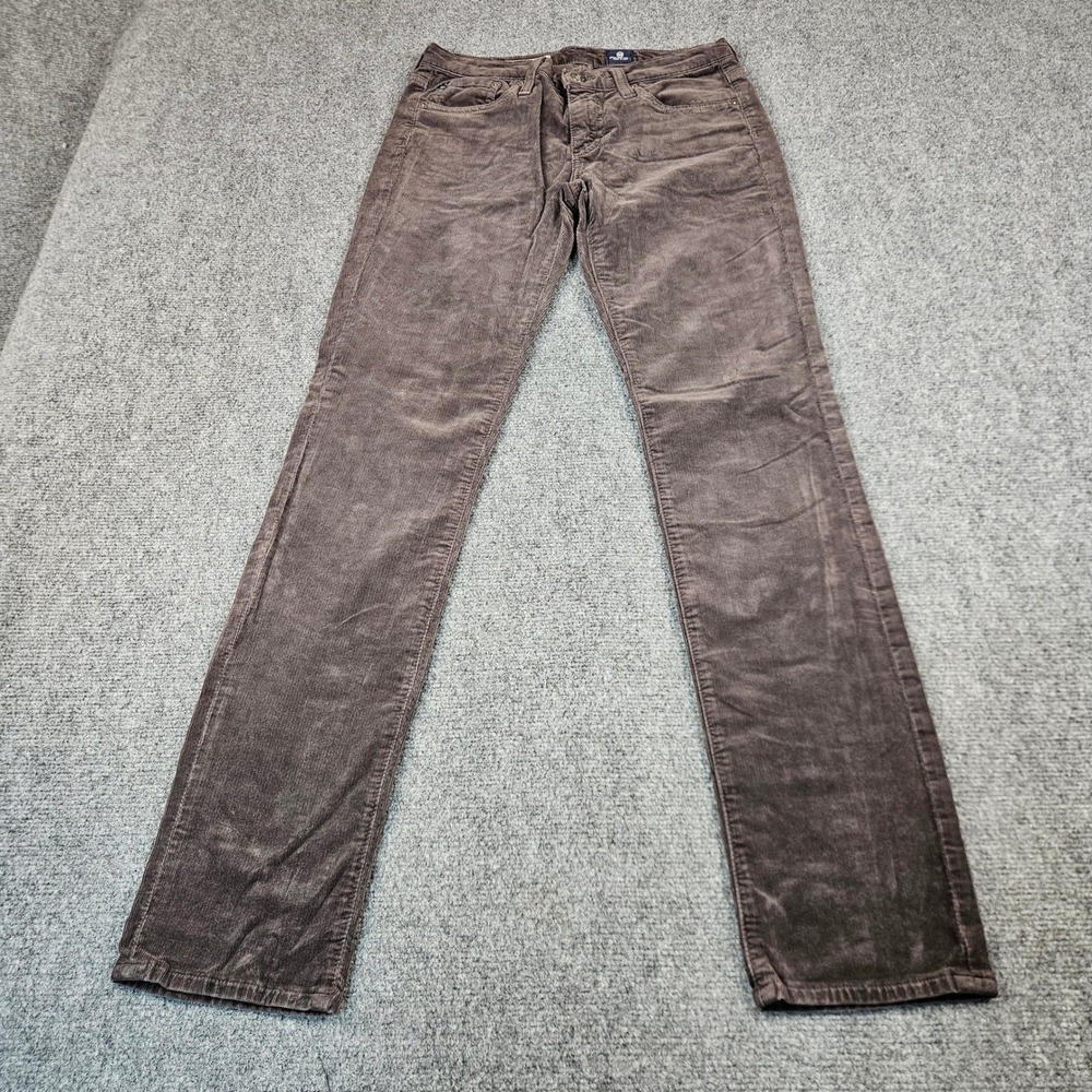 AG Adriano Goldschmied The Stevie Slim Straight Corduroy Pants Brown 27R USA